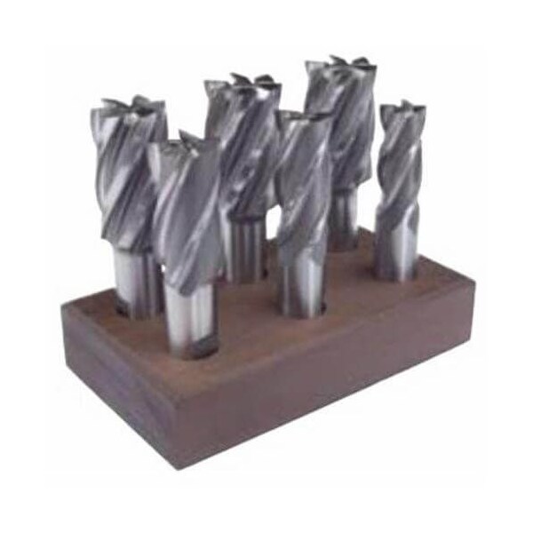 Morse End Mill Set, 6Piece NonCenter Cutting Regular Length Single End, Series 1897, 34 ArborShank, 45021 - main